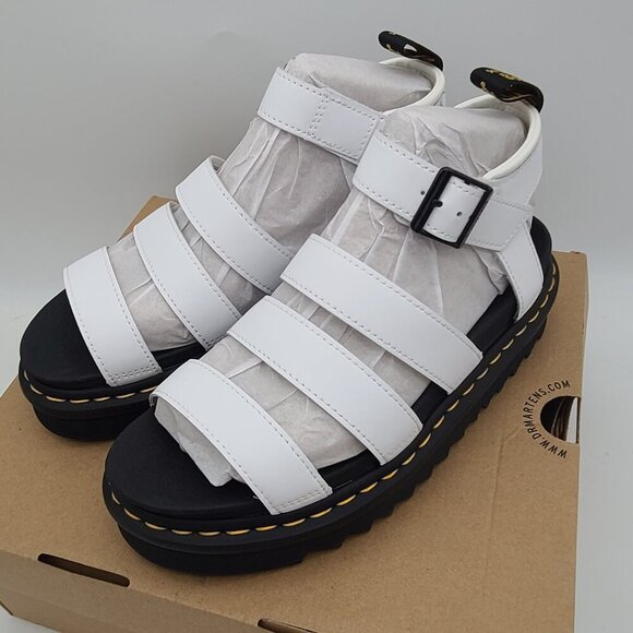 Dr Martens Blaire Quad Women's Strap Sandals White Hydro Leather Size 8 New